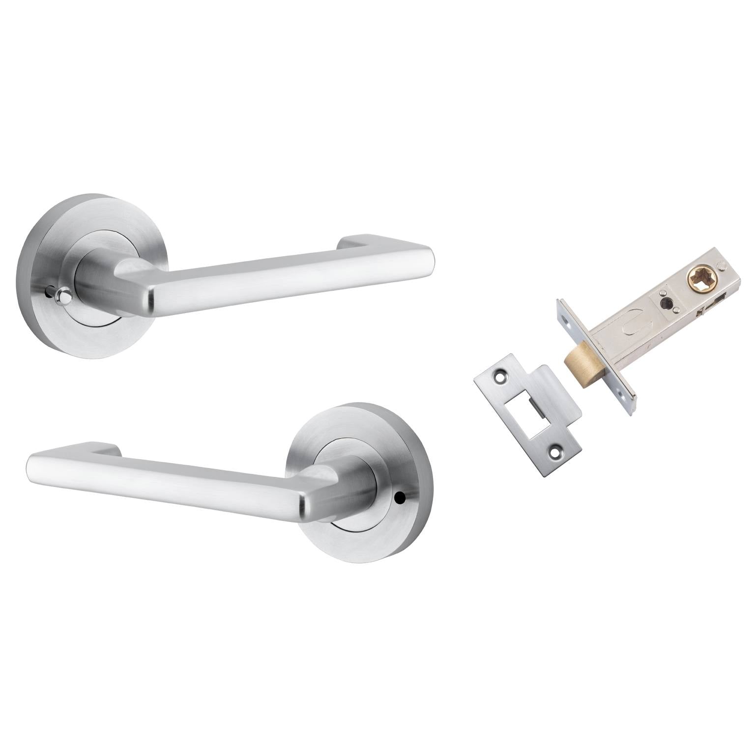 Baltimore Return Lever Round Rose (Inbuilt Privacy) Brushed Chrome