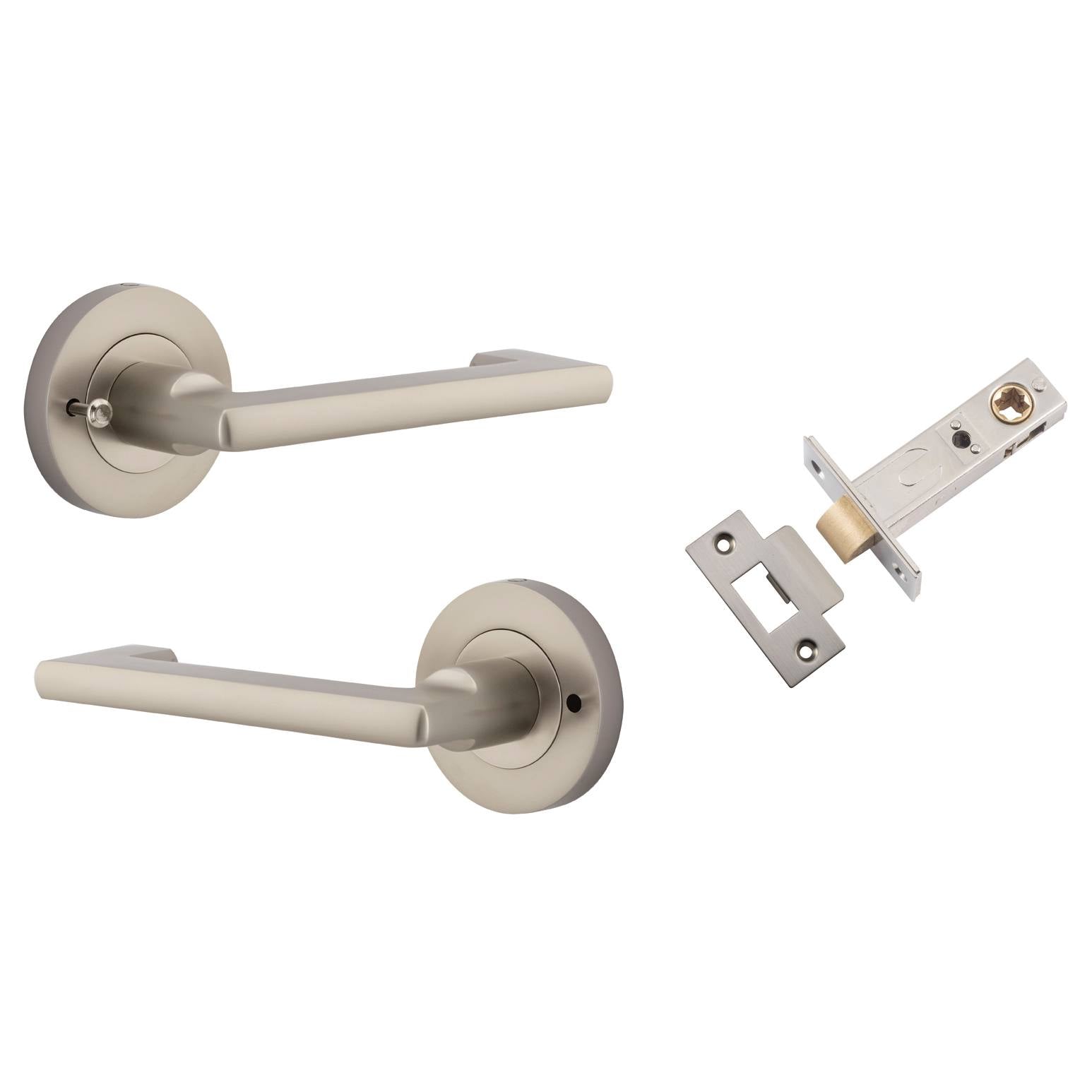 Baltimore Return Lever Round Rose (Inbuilt Privacy) Satin Nickel