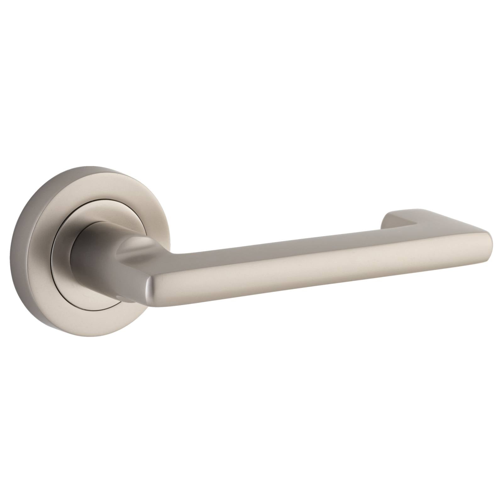 Baltimore Return Lever Round Rose Satin Nickel