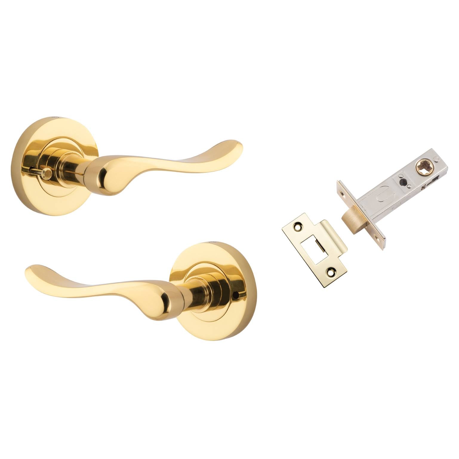 Stirling Lever Round Rose (Inbuilt Privacy) Polished Brass