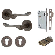 Stirling Lever Round Rose Entrance Kit w Separate High Security Lock Signature Brass
