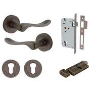Stirling Lever Round Rose Entrance Kit w Separate High Security Lock Signature Brass