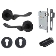 Stirling Lever Round Rose Entrance Kit w Separate High Security Lock Matt Black