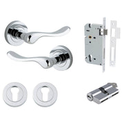 Stirling Lever Round Rose Entrance Kit w Separate High Security Lock Polished Chrome