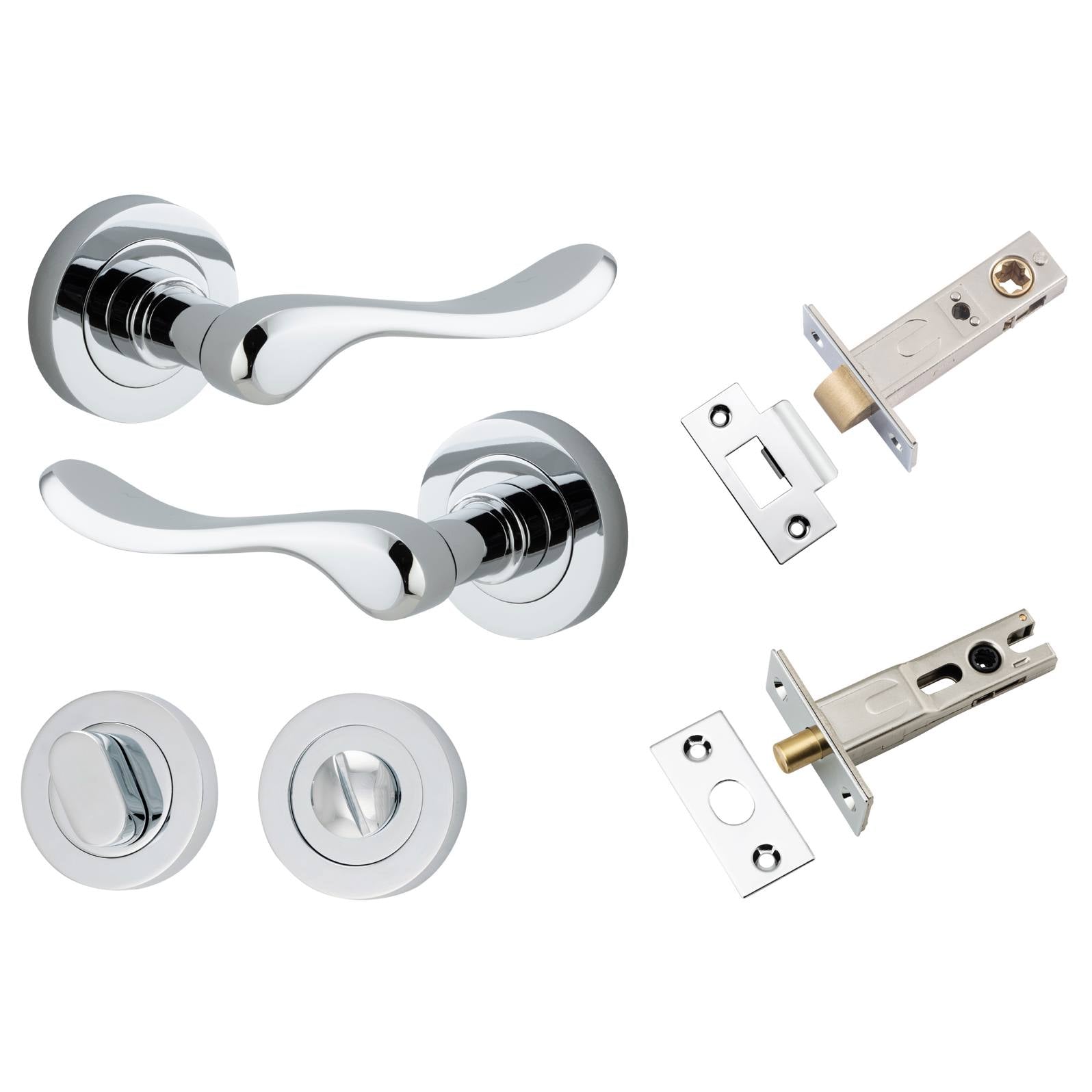 Stirling Lever Round Rose Privacy Kit w Separate Privacy Turn Polished Chrome