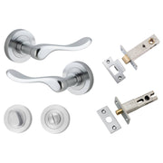 Stirling Lever Round Rose Privacy Kit w Separate Privacy Turn Brushed Chrome