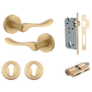 Stirling Lever Round Rose Entrance Kit w Separate High Security Lock Brushed Brass