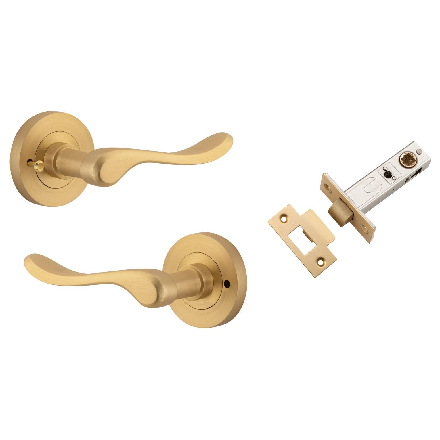 Stirling Lever Round Rose (Inbuilt Privacy) Brushed Brass