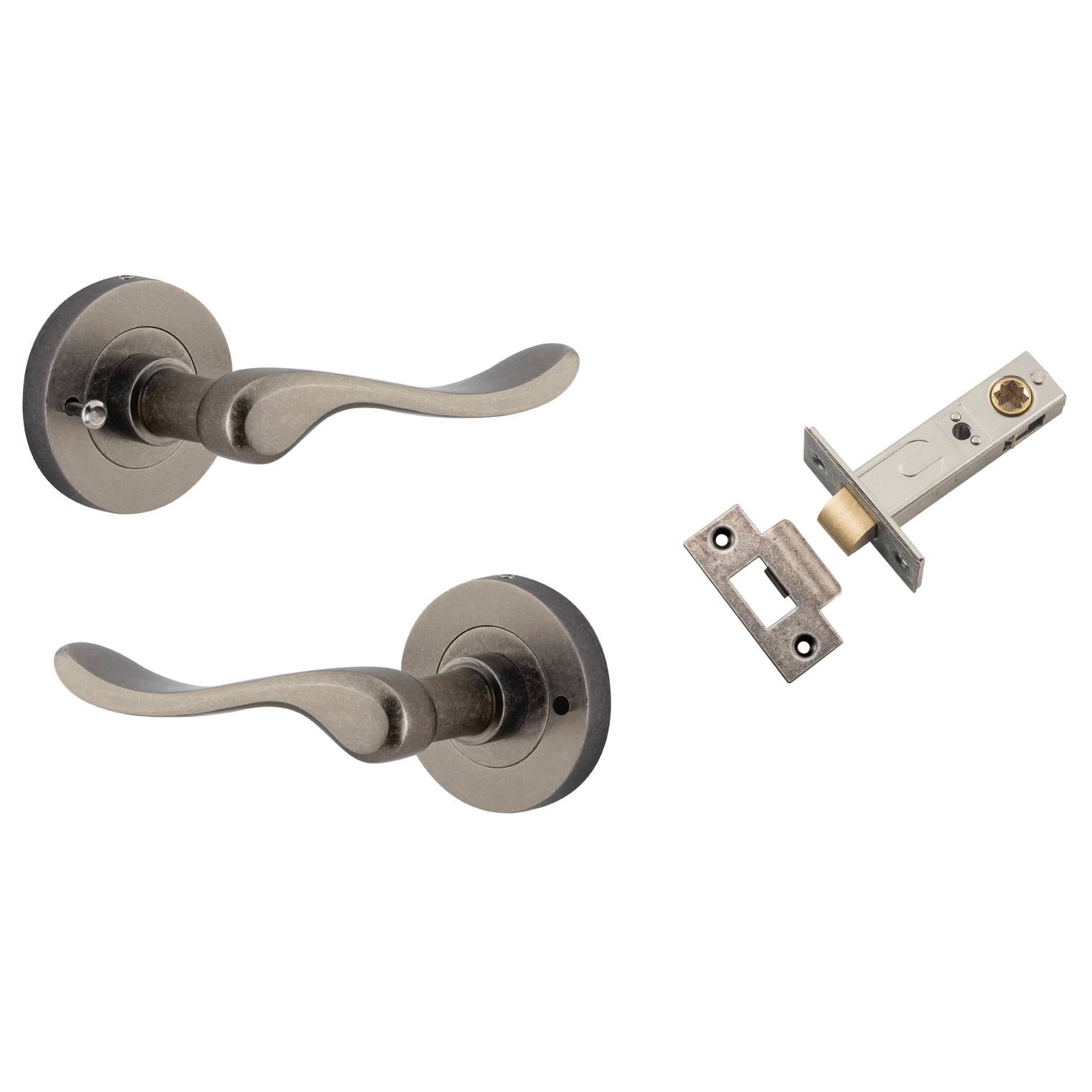 Stirling Lever Round Rose (Inbuilt Privacy) Distressed Nickel