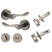 Stirling Lever Round Rose Privacy Kit w Separate Privacy Turn Distressed Nickel
