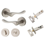 Stirling Lever Round Rose Privacy Kit w Separate Privacy Turn Satin Nickel