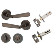 Copenhagen Lever Round Rose Privacy Kit w Separate Privacy Turn Signature Brass