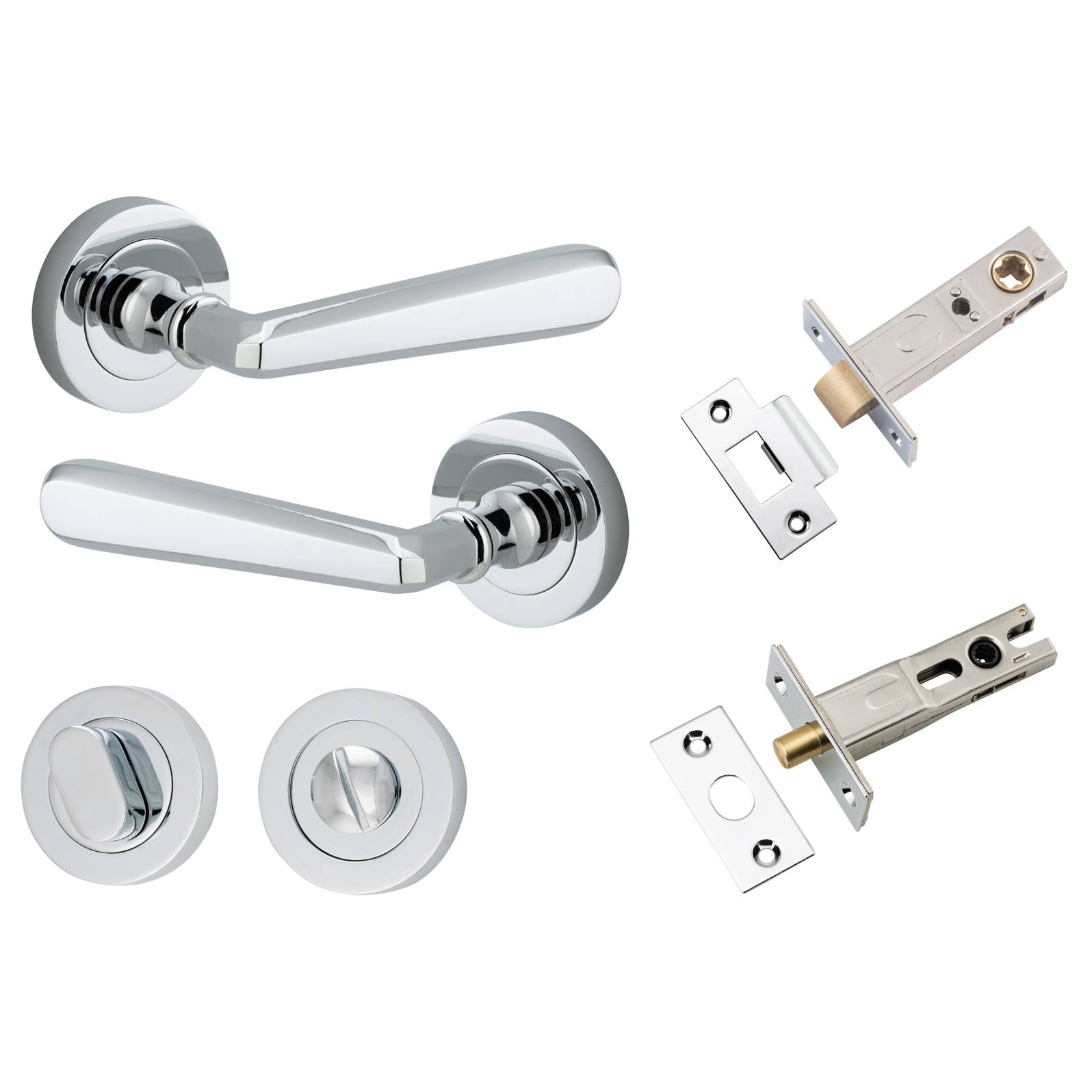 Copenhagen Lever Round Rose Privacy Kit w Separate Privacy Turn Polished Chrome