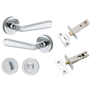Copenhagen Lever Round Rose Privacy Kit w Separate Privacy Turn Polished Chrome