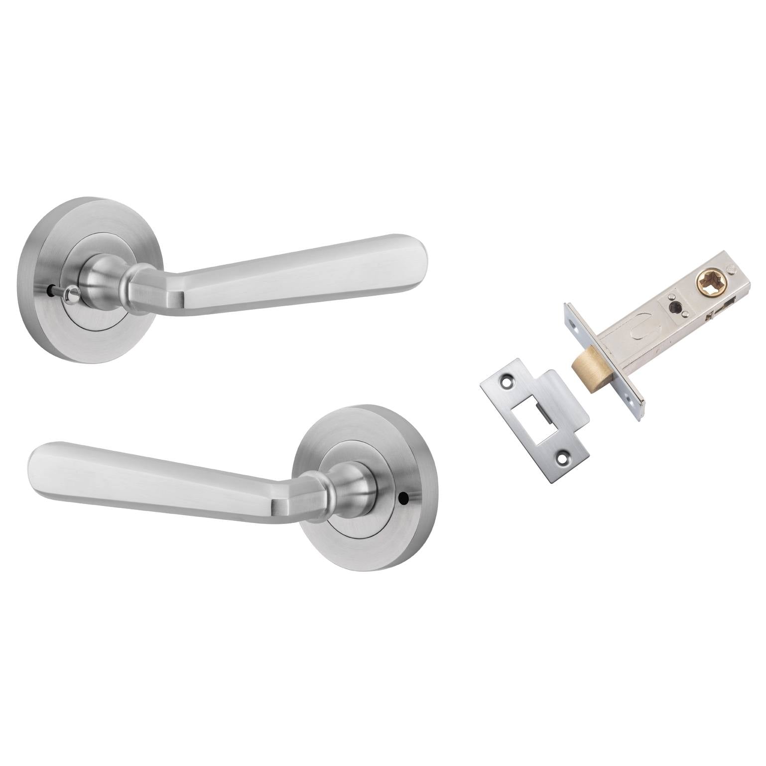 Copenhagen Lever Round Rose (Inbuilt Privacy) Brushed Chrome