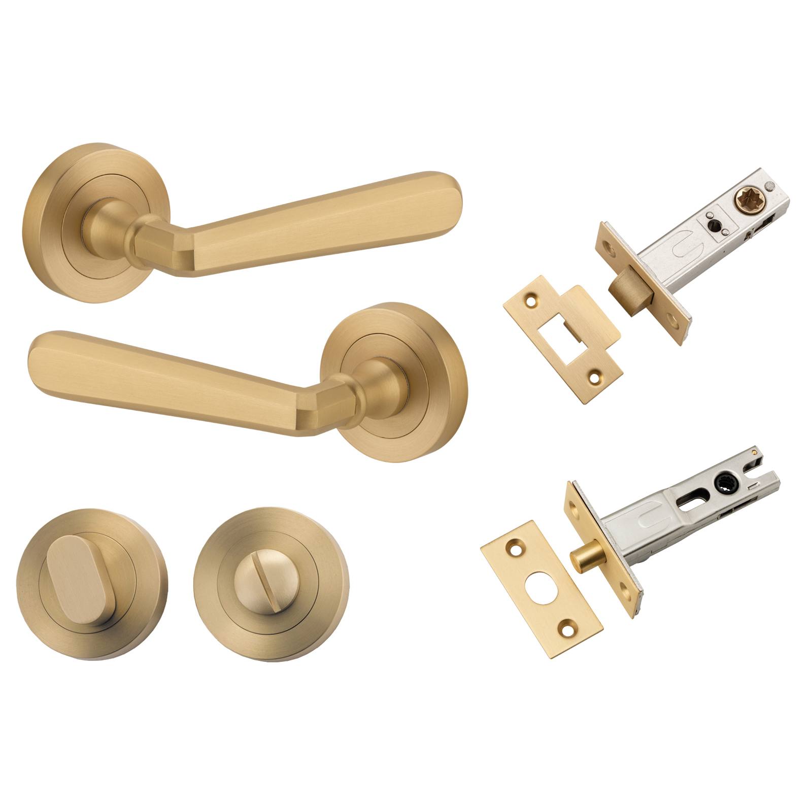 Copenhagen Lever Round Rose Privacy Kit with Separate Privacy Turn Brushed Brass