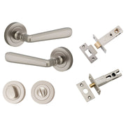Copenhagen Lever Round Rose Privacy Kit w Separate Privacy Turn Satin Nickel