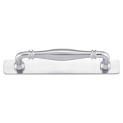 Sarlat Cabinet Pull with Backplate CTC128mm, Brushed Chrome
