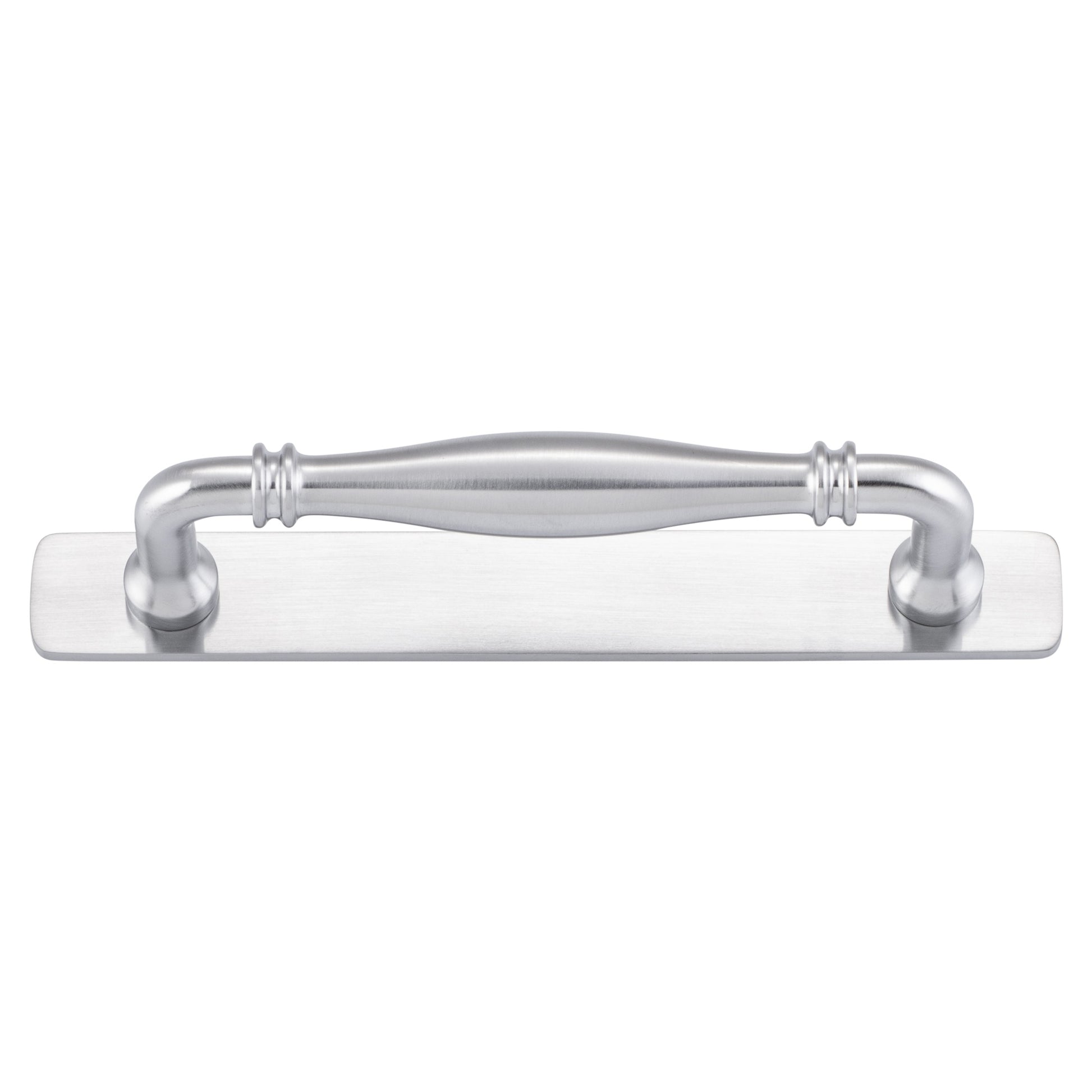 Sarlat Cabinet Pull with Backplate CTC128mm, Brushed Chrome