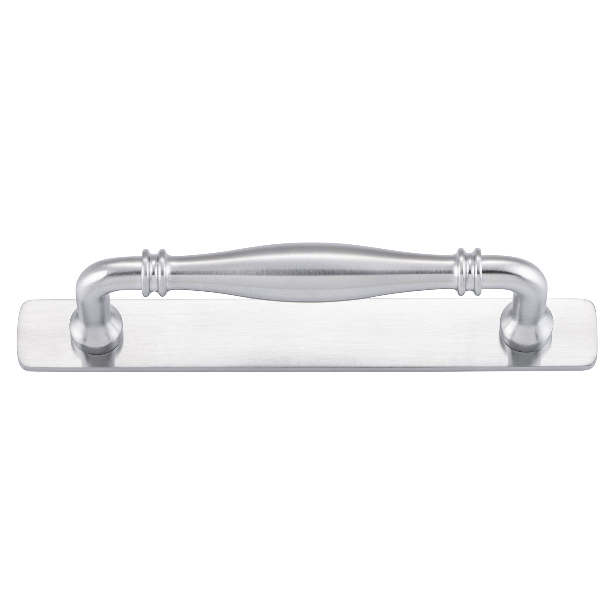 Sarlat Cabinet Pull with Backplate CTC128mm, Brushed Chrome