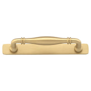 Sarlat Cabinet Pull with Backplate CTC128mm, Brushed Brass