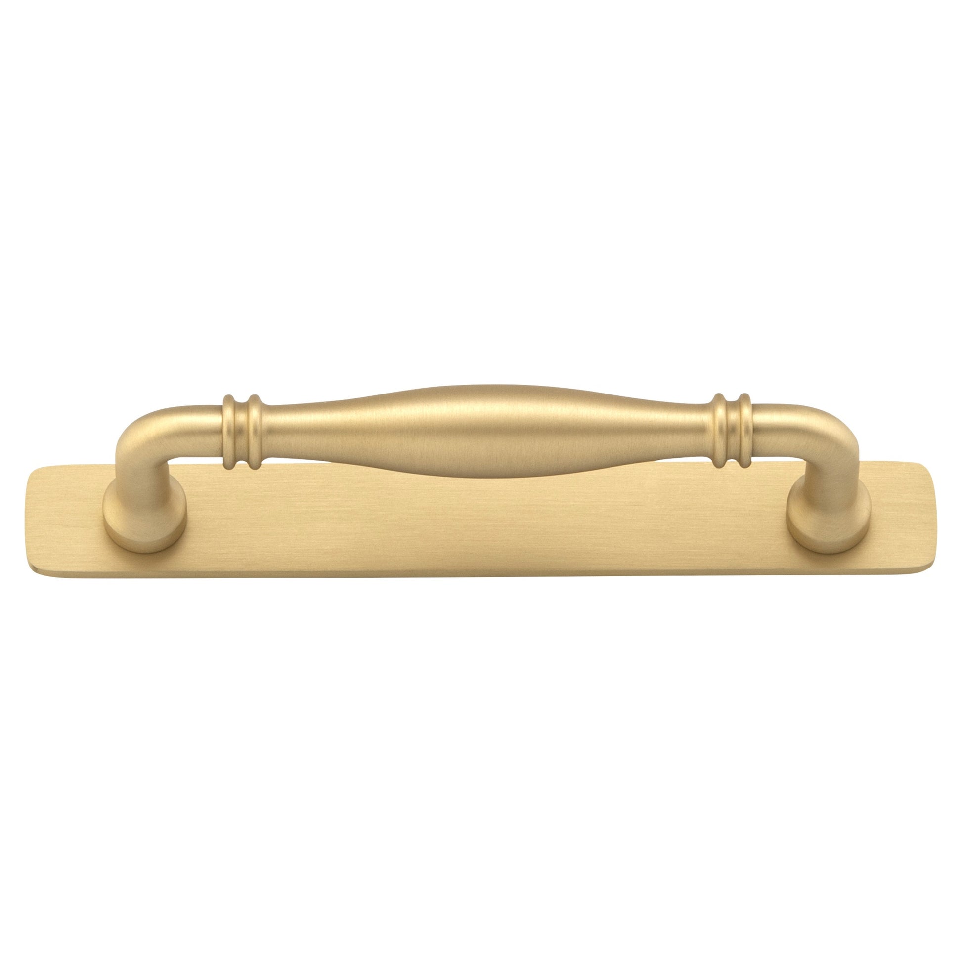 Sarlat Cabinet Pull with Backplate CTC128mm, Brushed Brass