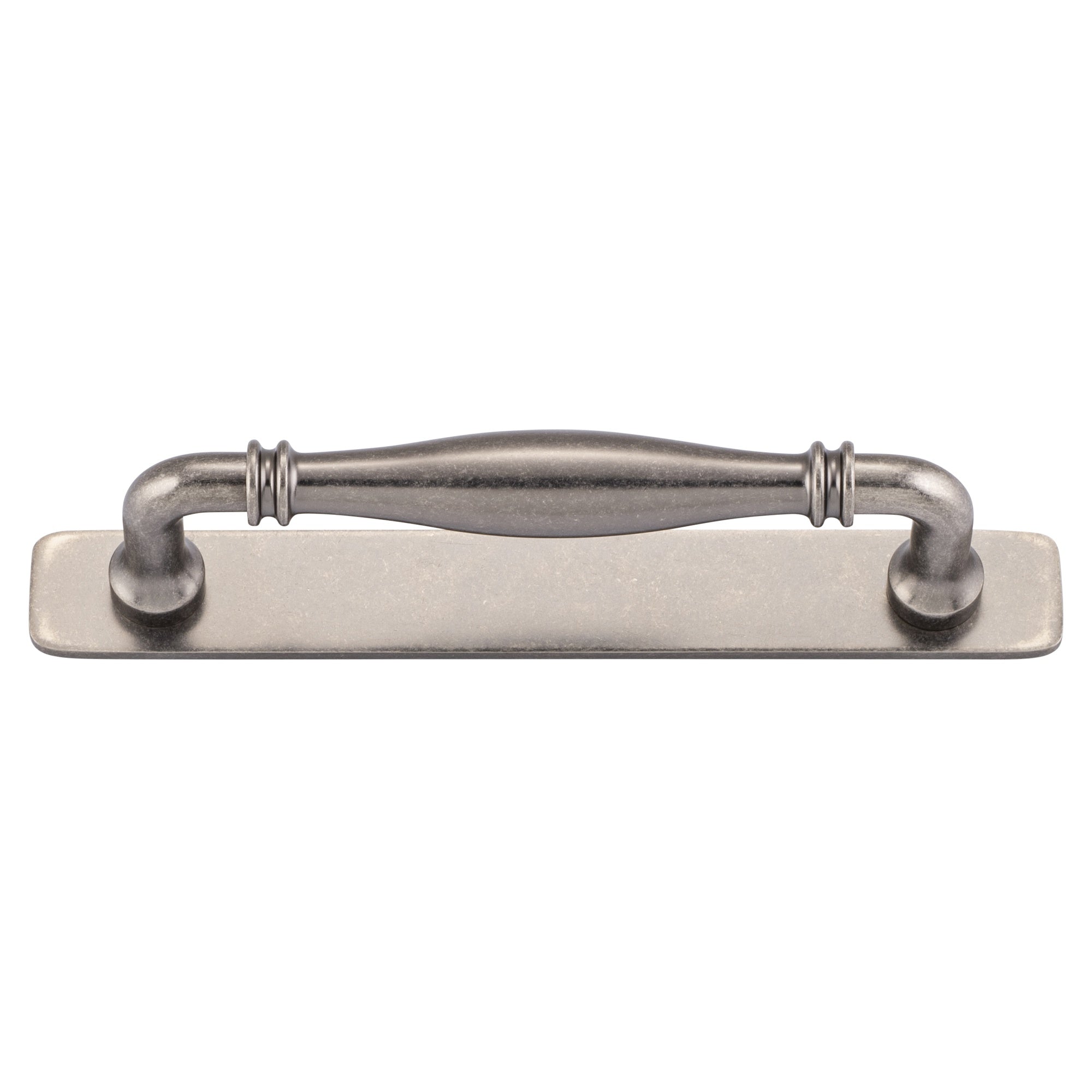 Sarlat Cabinet Pull with Backplate CTC128mm, Distressed Nickel