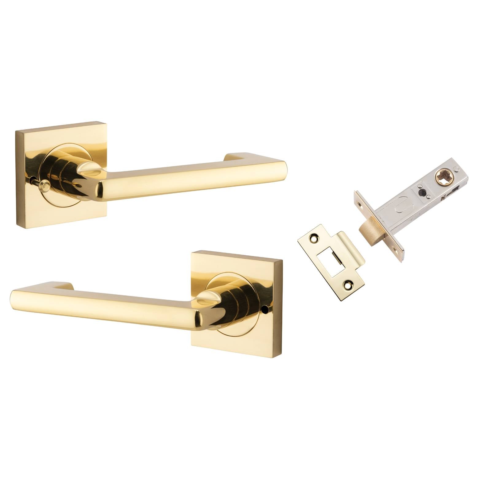 Baltimore Return Lever Square Rose (Inbuilt Privacy) Polished Brass