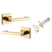 Baltimore Return Lever Square Rose (Inbuilt Privacy) Polished Brass