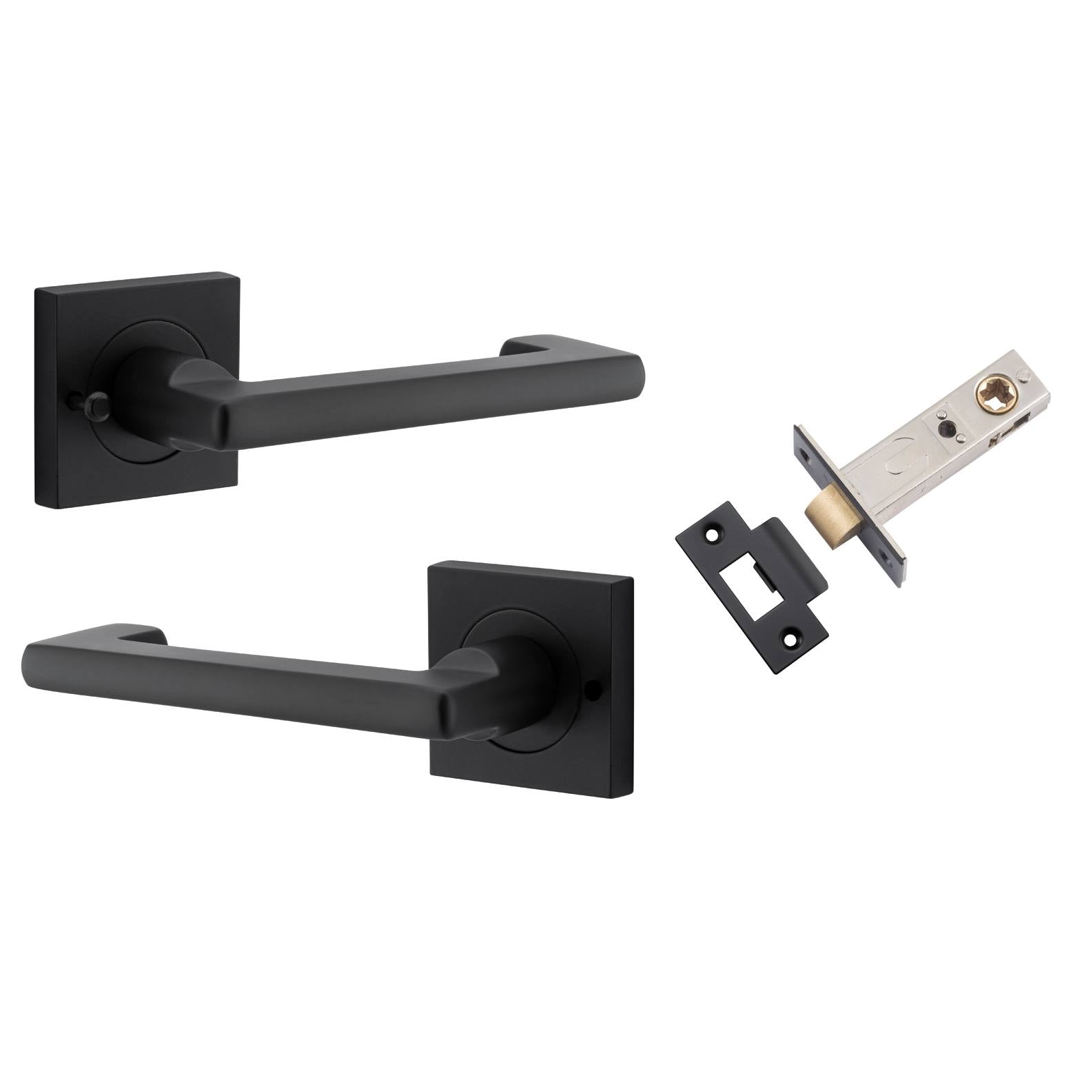 Baltimore Return Lever Square Rose (Inbuilt Privacy) Matt Black