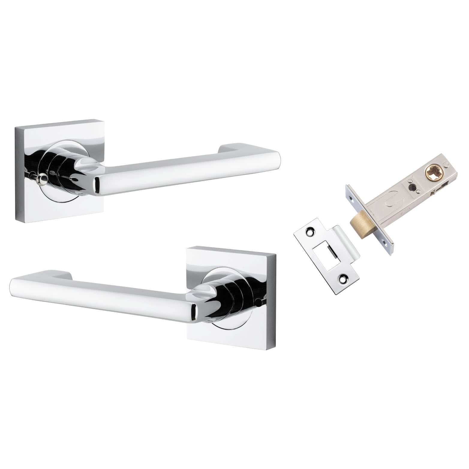 Baltimore Return Lever Square Rose (Inbuilt Privacy) Polished Chrome