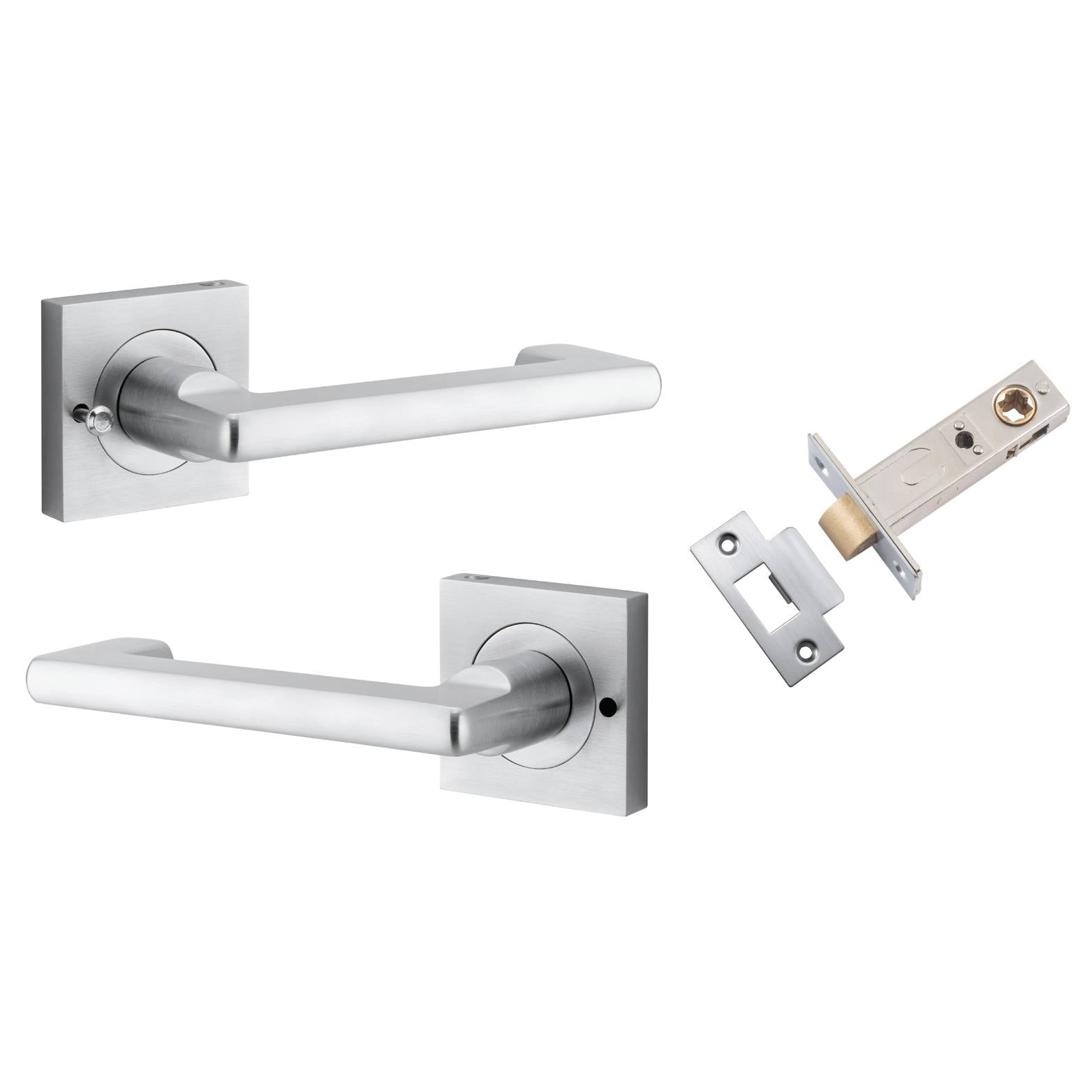 Baltimore Return Lever Square Rose (Inbuilt Privacy) Brushed Chrome