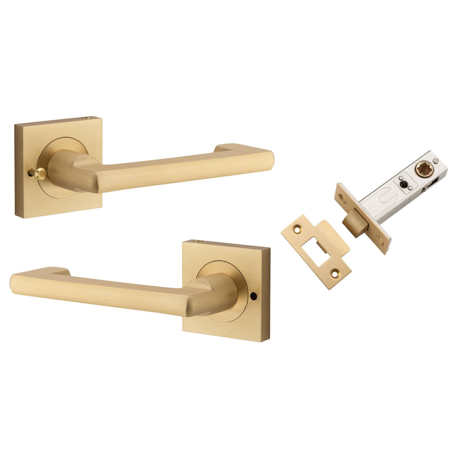Baltimore Return Lever Square Rose (Inbuilt Privacy) Brushed Brass