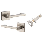 Baltimore Return Lever Square Rose (Inbuilt Privacy) Satin Nickel