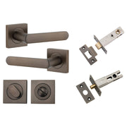 Osaka Lever Signature Brass Square Rose Privacy Kit With Separate Privacy Turn