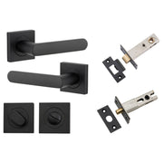 Osaka Lever Square Rose Privacy Kit w Separate Privacy Turn Matt Black