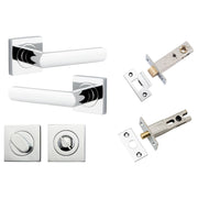 Osaka Lever Square Rose Privacy Kit w Separate Privacy Turn Polished Chrome