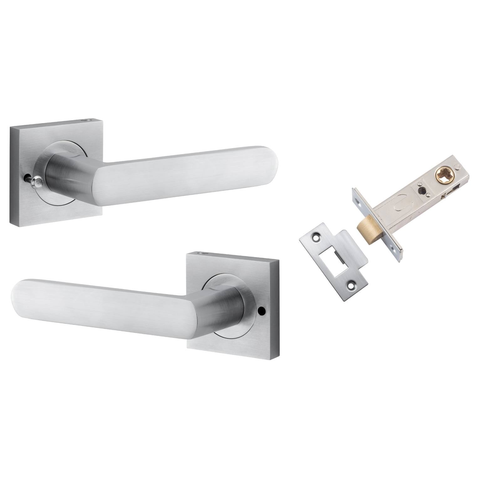 Osaka Lever Square Rose (Inbuilt Privacy) Brushed Chrome