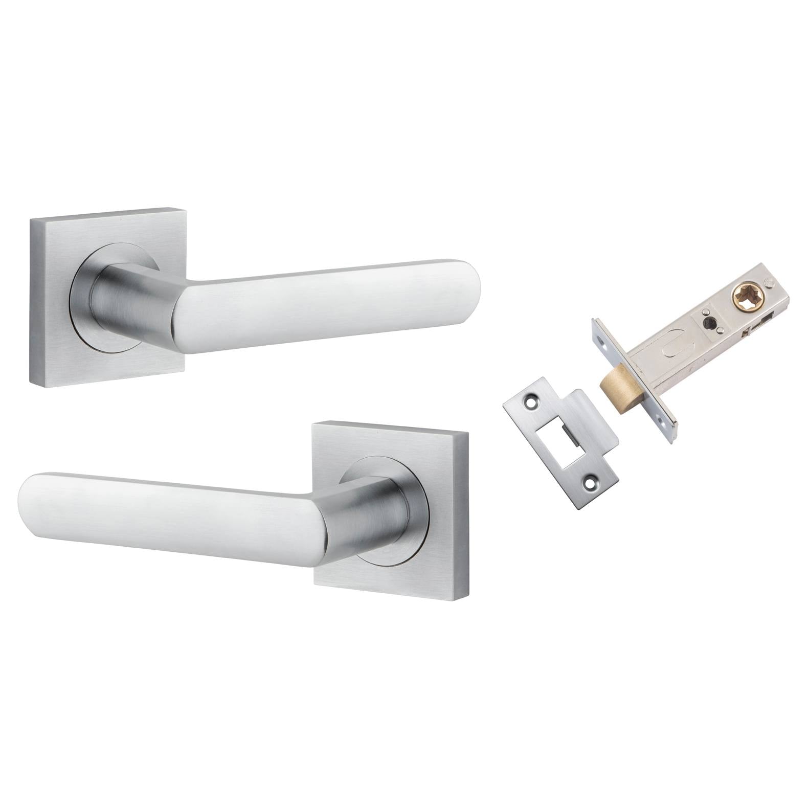 Osaka Lever Square Rose Passage Kit Brushed Chrome