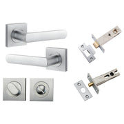 Osaka Lever Square Rose Privacy Kit w Separate Privacy Turn Brushed Chrome