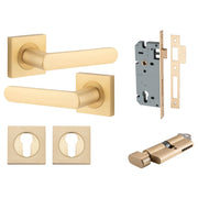 Osaka Lever Square Rose Entrance Kit w Separate High Security Lock Brushed Brass