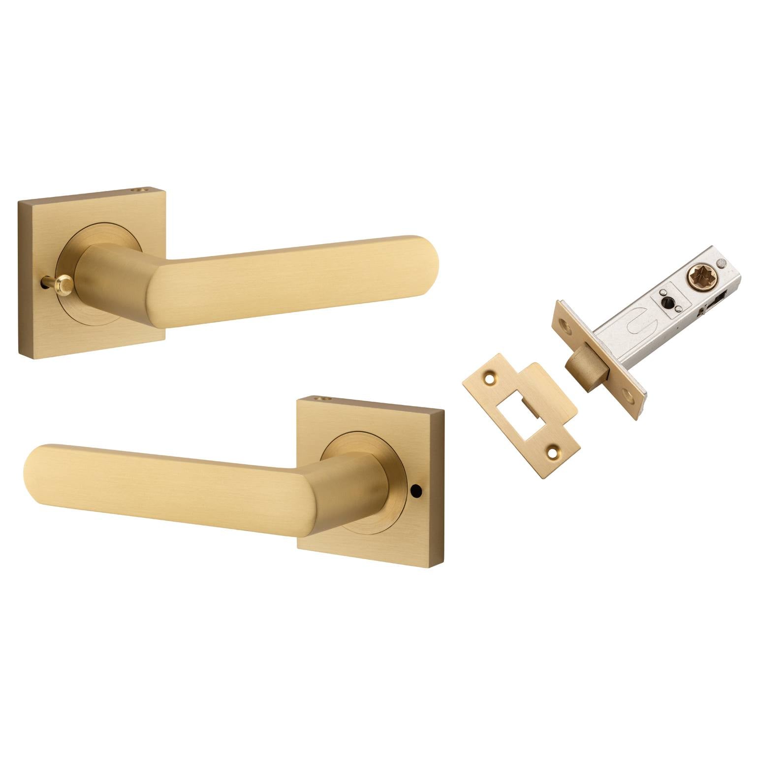 Osaka Lever Square Rose (Inbuilt Privacy) Brushed Brass