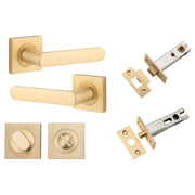 Osaka Lever Square Rose Privacy Kit w Separate Privacy Turn Brushed Brass
