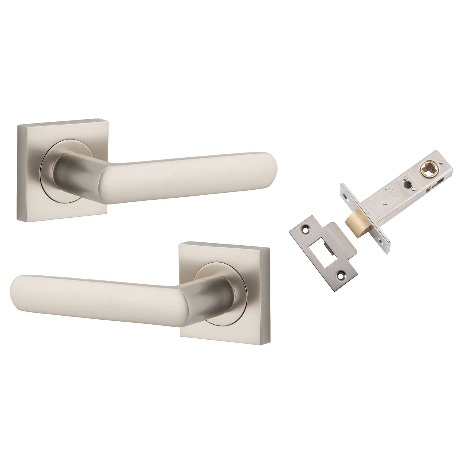 Osaka Lever Square Rose Passage Kit Satin Nickel