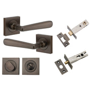 Copenhagen Lever Square Rose Privacy Kit w Separate Privacy Turn Signature Brass
