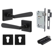 Copenhagen Lever Square Rose Entrance Kit w Separate High Security Lock Matt Black