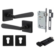 Copenhagen Lever Square Rose Entrance Kit w Separate High Security Lock Matt Black