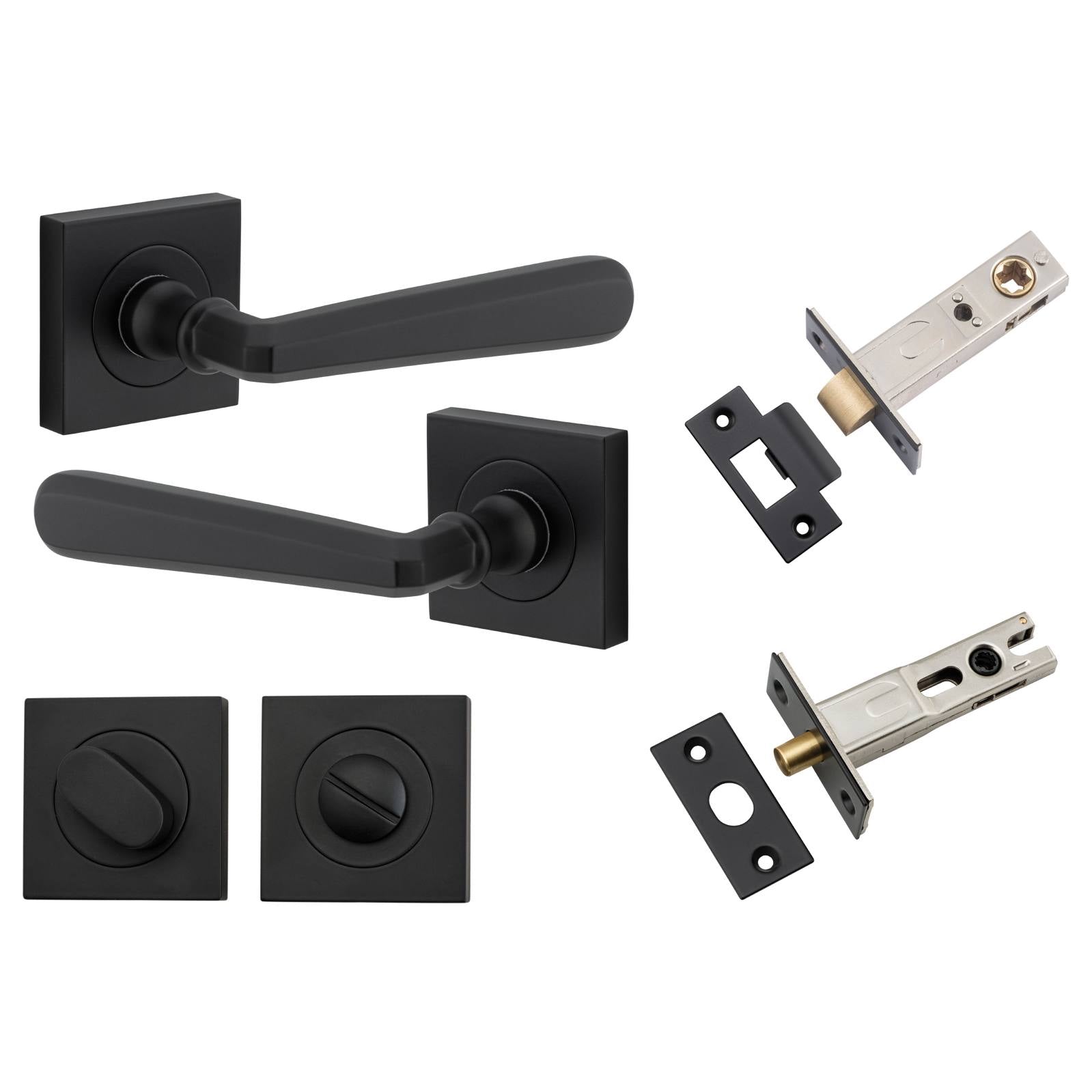 Copenhagen Lever Square Rose Privacy Kit w Separate Privacy Turn Matt Black