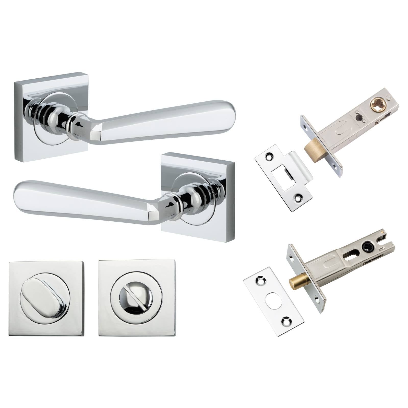 Copenhagen Lever Square Rose Privacy Kit w Separate Privacy Turn Polished Chrome