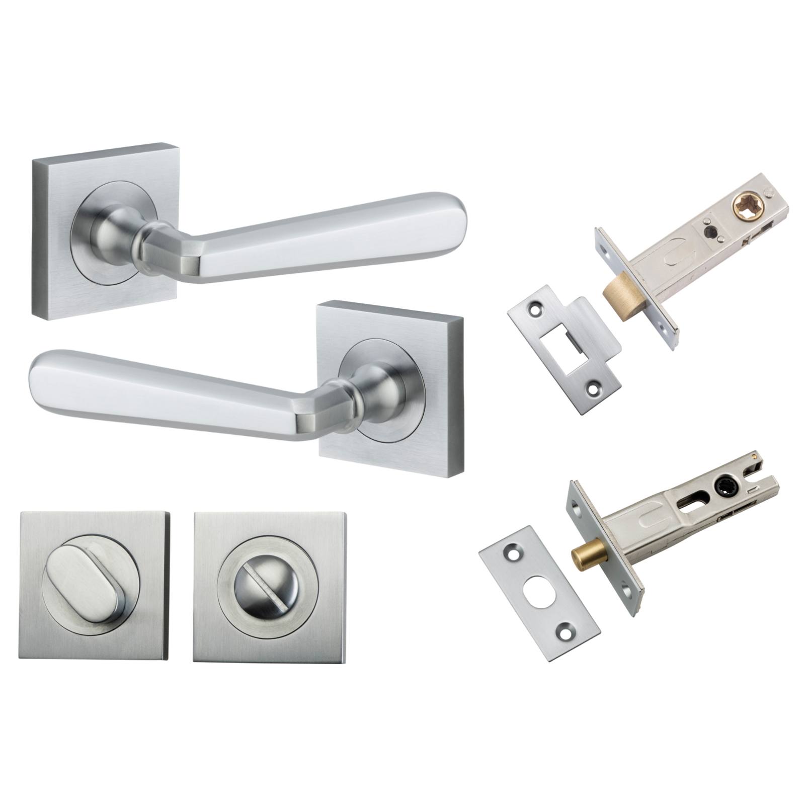 Copenhagen Lever Square Rose Privacy Kit w Separate Privacy Turn Brushed Chrome
